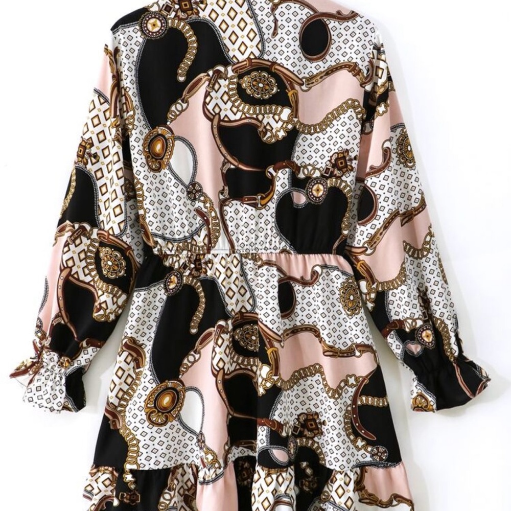 Women’s Chic Patterned Long Sleeve Dress - Size XL